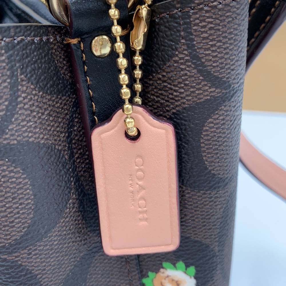 COACH NWT Mini Town Bucket Bag In Signature Canvas With Vintage Mini Rose Print - Picture 9 of 13